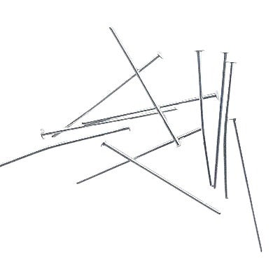 Headpins - 1in - Flat Head - Rhodium Plated (100)