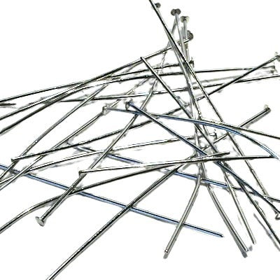 Headpins - 2in / 21ga - Flat Head - Rhodium Plated (100)