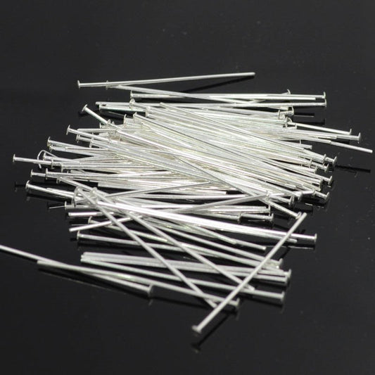 Headpins - 1.5in / 20ga Flat Head - Bright Silver (100)