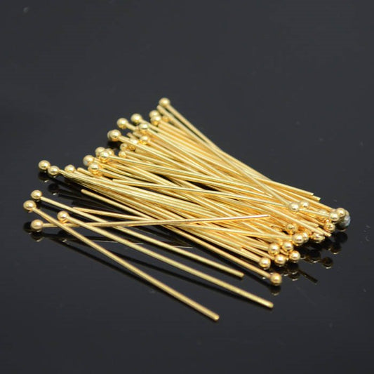 Headpins - 1.5in / 20ga Big Ball - Goldplated (50)