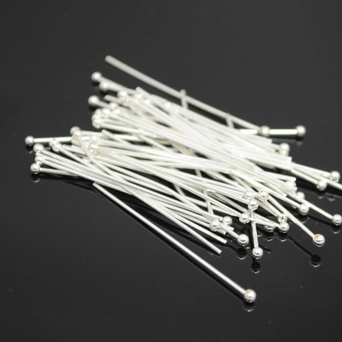 Headpins - 1.5in / 20ga Big Ball - Silverplated (50)