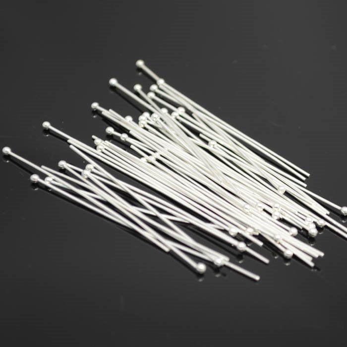 Headpins - 2in / 20ga Big Ball - Silverplated (50)
