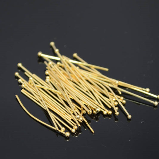 Headpins - 1in / 21ga Ball - Goldplated (50)