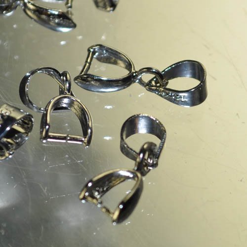 Pinch Bail Stirrup and Loop - 12mm - Bright Silver