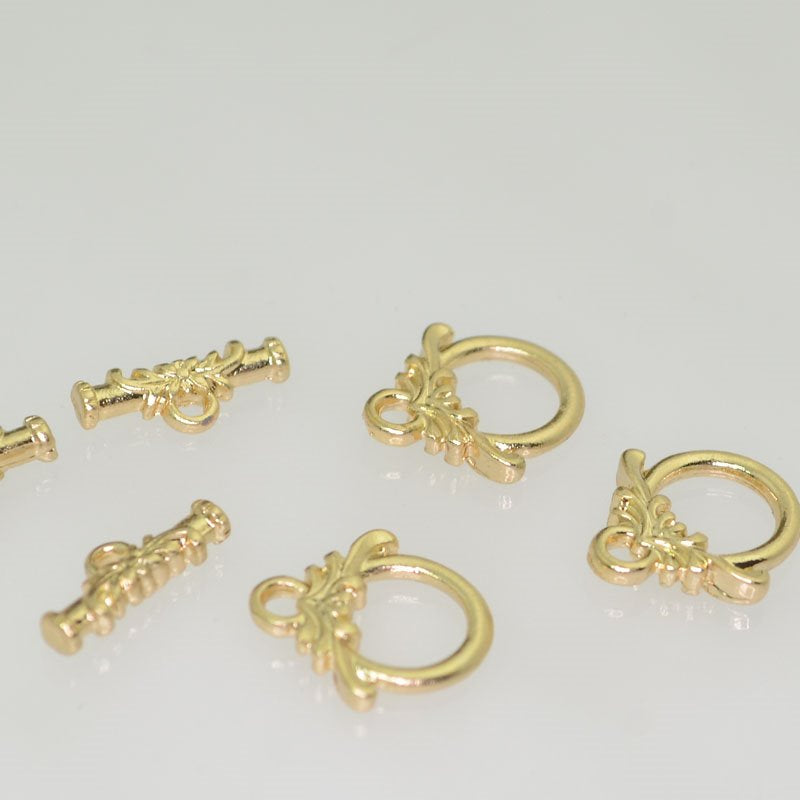 Toggle Clasp -  Petite Flower - Bright Gold