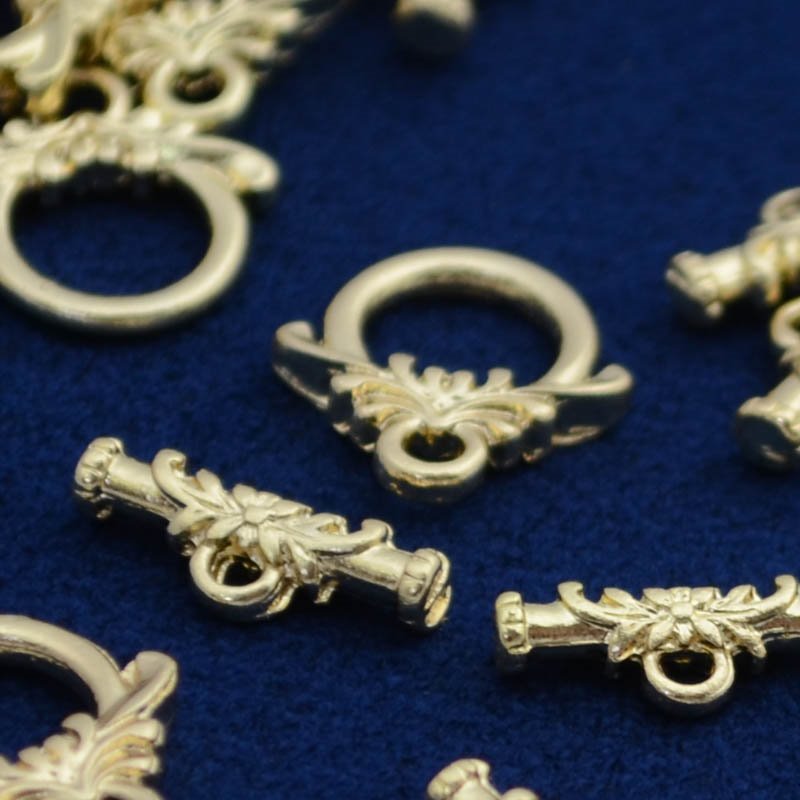 Toggle Clasp -  Petite Flower - Bright Gold