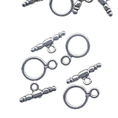 Toggle Clasp - Plain Ring and Bumpy Bar - Silverplated