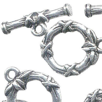 Toggle Clasp - Tied Bamboo - Antiqued Silver