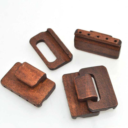 Clasps - Hook and Eye - Multi-Strand Wood - Walnut Brown (Set)