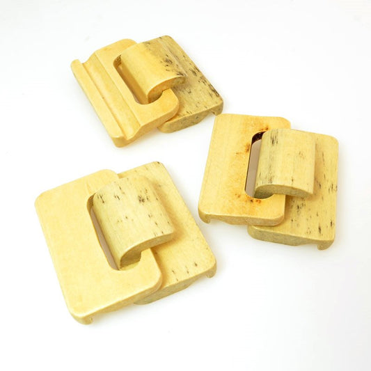 Clasps - Hook and Eye - Multi-Strand Wood - Natural (Set)