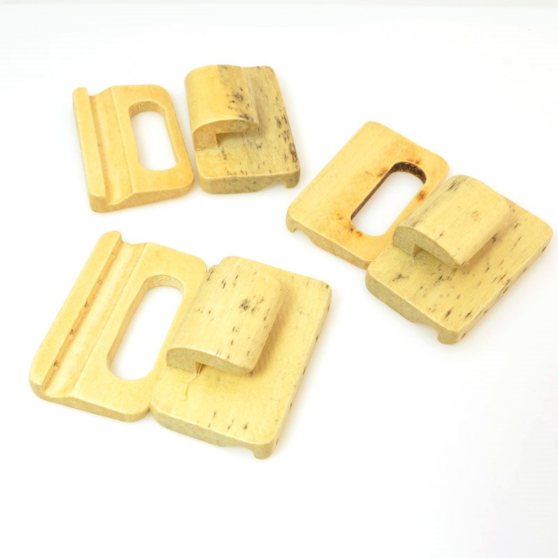 Clasps - Hook and Eye - Multi-Strand Wood - Natural (Set)