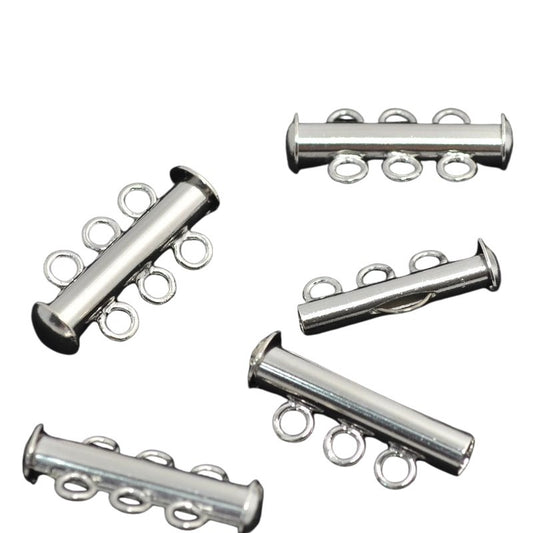 Clasp - 3-Strand - Slide Tube - Nickel Coloured