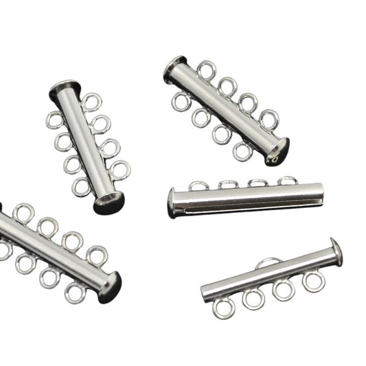 Clasp - 4-Strand - Slide Tube - Nickel Coloured