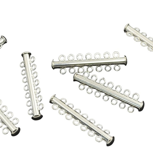 Clasp - 7-Strand - Slide Tube - Silver Plated