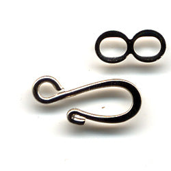 Hook and Eye Clasp -  Plain and Simple - Silvertone (10)