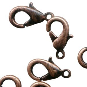 Lobster Clasp - 12mm  - Antique Copper