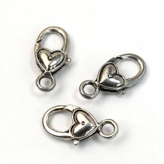 Lobster Clasp - My Heart - Antiqued Silver