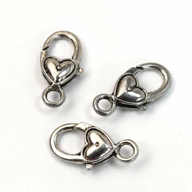 Lobster Clasp - My Heart - Antiqued Silver (10)