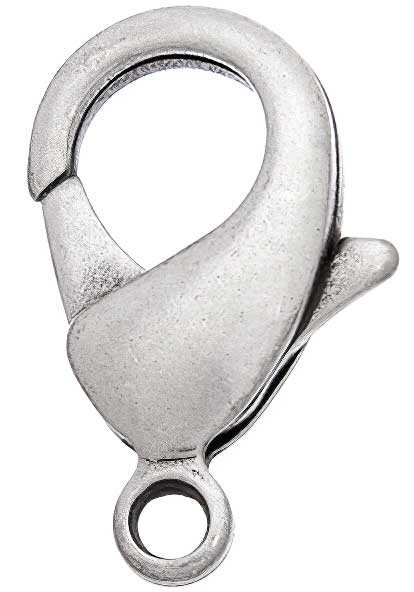 Lobster Clasp -  Plain - Matte Antiqued Silver