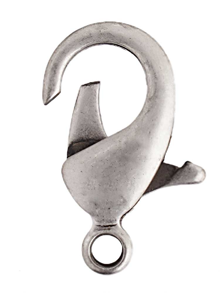 Lobster Clasp -  Plain - Matte Antiqued Silver