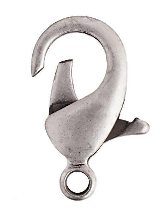 Lobster Clasp -  Plain - Matte Antiqued Silver