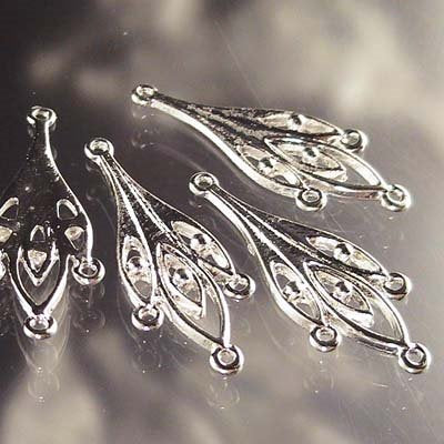 Earring -  Peacock Fan Chandelier - Silverplated (Pair)