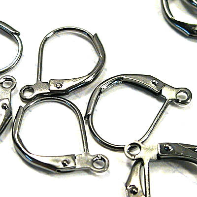 Earring -  Euro-style Leverback - Gunmetal (50)