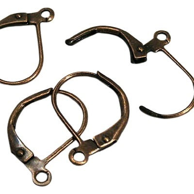 Earring - Euro-style Leverback - Antique Copper (25 Pairs)