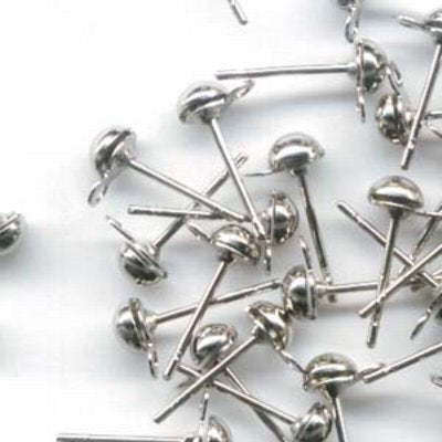 Earring - 4mm Dome with Loop - Nickel (100)