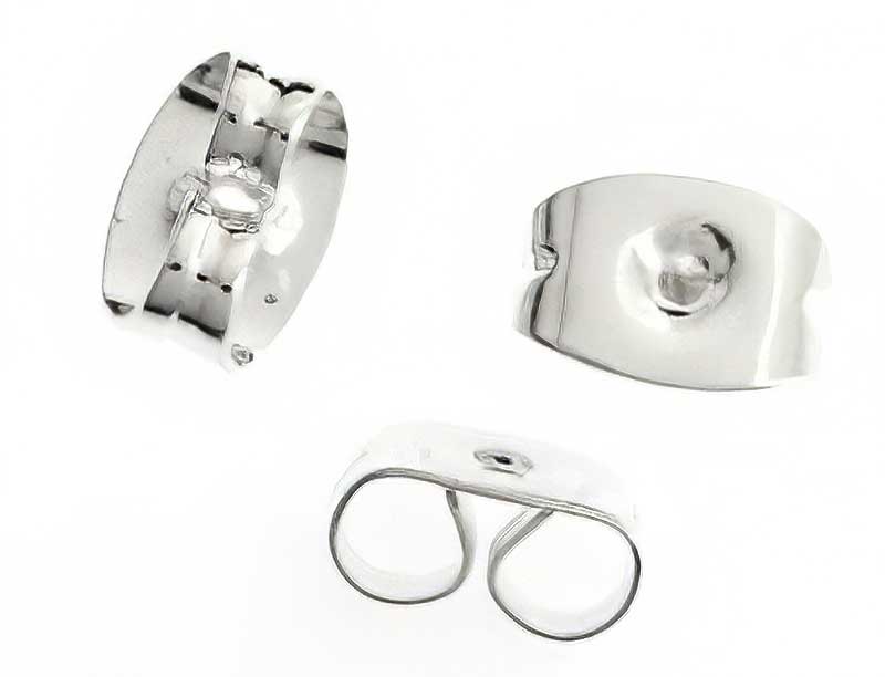 Earring -  Butterfly Clutch - Bright Silvertone (100)