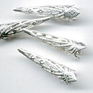 Cone Thin Filigree - 28mm - Silvertone