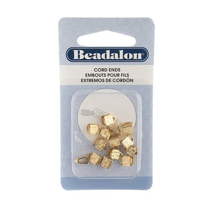 Ribbon End Clamp - 1.9mm Weave Pattern - Bright Gold Plated (Pack)