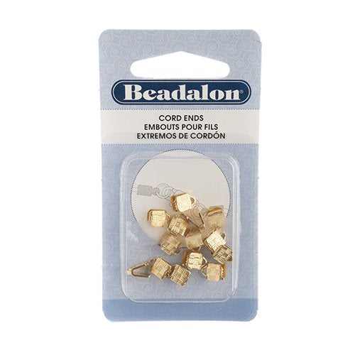 Ribbon End Clamp - 1.9mm Weave Pattern - Bright Gold Plated (Pack)