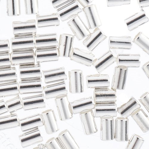 Crimp Tubes for Stretch Cord - .7-.8mm  - Bright Silver (80pcs)