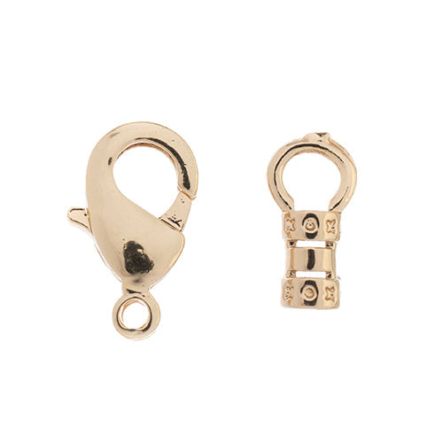 Lobster Clasp with Crimp Loop - ID 2mm - Bright Gold Plated (Pack)