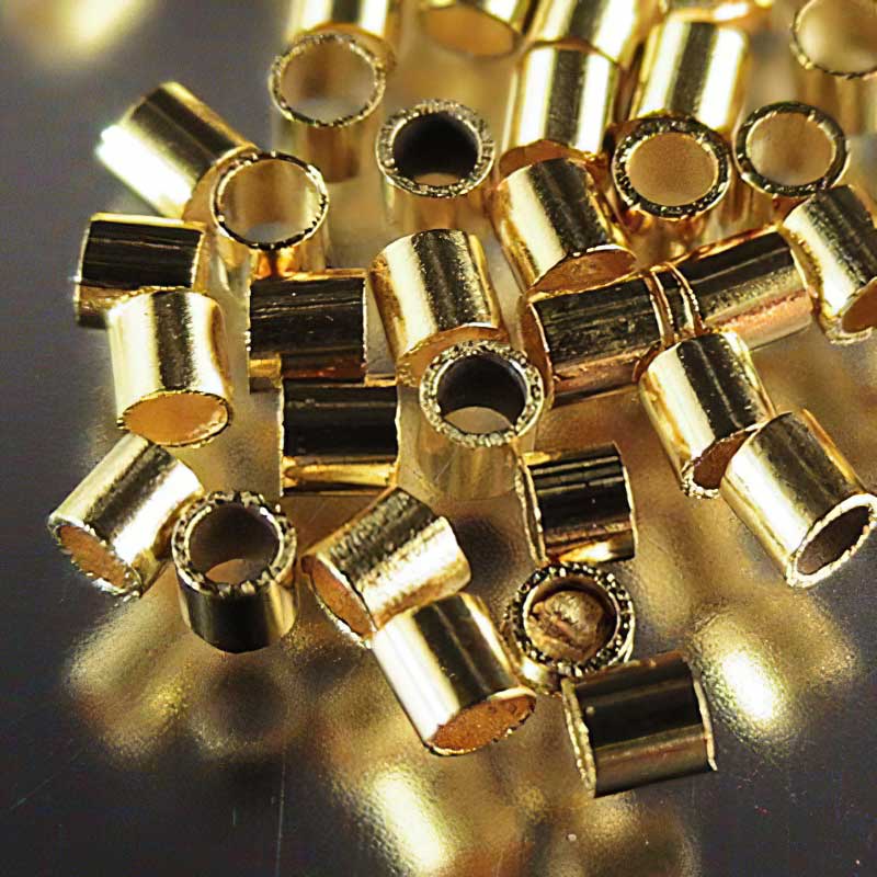 Crimp Tubes - Seamless - 2mm  - Goldplated (1.5 grams)