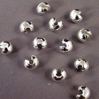 Crimp Bead Covers Smooth - 4mm - Bright Silvertone (100)