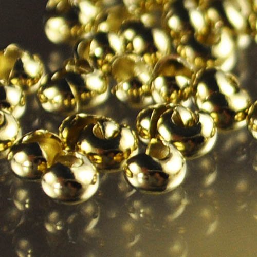 Crimp Bead Covers Smooth - 3mm - Brass (100)