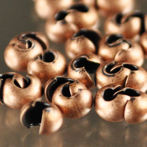 Crimp Bead Covers Smooth - 3mm - Antique Copper (100)