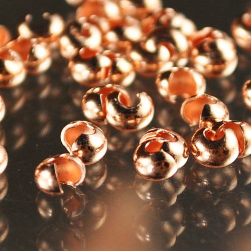 Crimp Bead Covers Smooth - 3mm - Bright Copper (100)