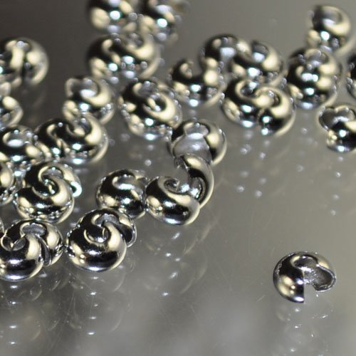 Crimp Bead Covers Smooth - 4mm - Bright Rhodium (100)