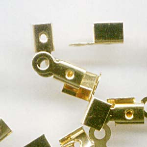 Fold Over Crimp for Leather -  Smooth - Goldtone (10)