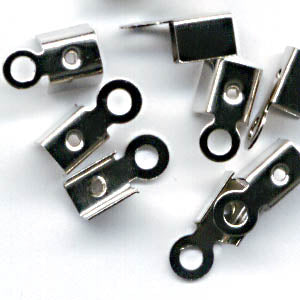 Fold Over Crimp for Leather - 8mm Smooth - Nickel Colour (10)
