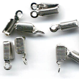 Fold Over Crimp for Leather -  Grooved - Silvertone (10)