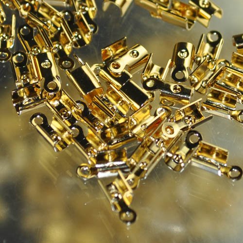 Fold Over Crimp Ends - 3mm  - Gold Plated (20)