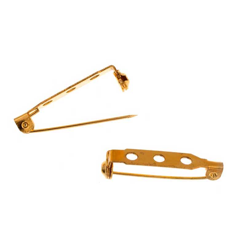 Pin back with Safety - 1in/25mm - Goldtone