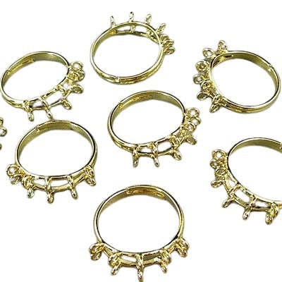 Findings - Adjustable 10 Loop Loopy Finger Ring - Goldtone
