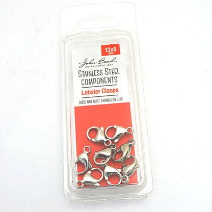 Lobster Clasp - 13mm  - Stainless Steel (8)