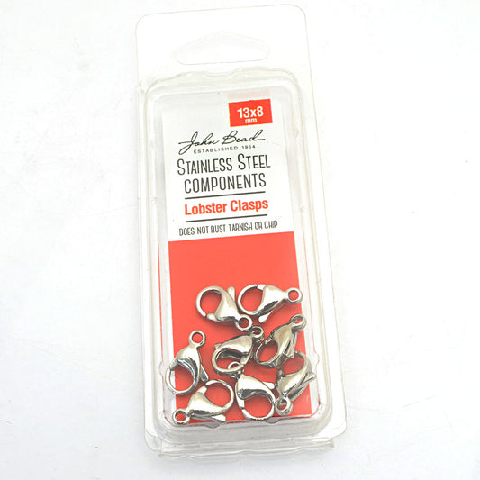 Lobster Clasp - 13mm  - Stainless Steel (8)