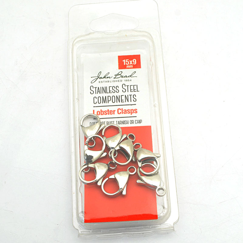 Lobster Clasp - 15mm  - Stainless Steel (8)